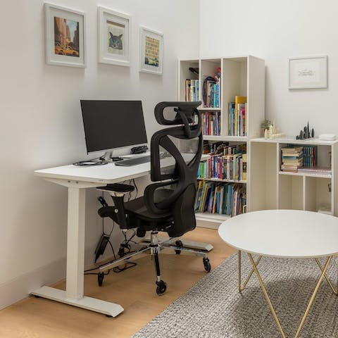 Shoot off a few work emails before breakfast at the dedicated workstation