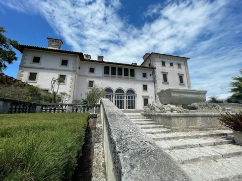Tour Vizcaya Museum's opulent Italian Renaissance villa and lush gardens, thirteen minutes away by car