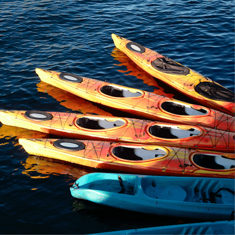 Canoe along the blue waters and take in the views