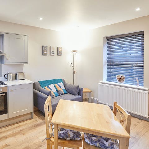 Serve up a home-cooked meal in the cosy living-dining space