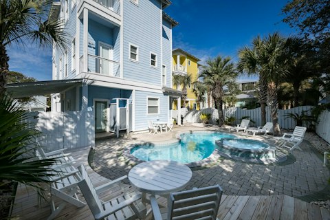 Cool off in the pool or ease into the spa
