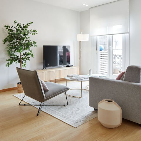 Get cosy in the bright living space