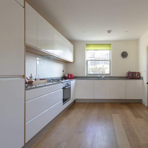 Cook up a storm in the well-equipped, modern kitchen