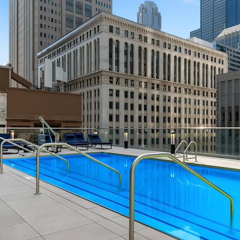 Swim laps with views across the city skyline