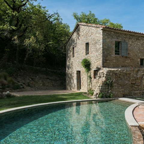 Kick the day off with a swim in the private outdoor pool