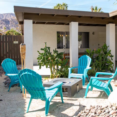 Gather around the open pit fire when the sun goes down