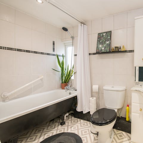 Indulge in a long, hot soak in the tub at the day's end