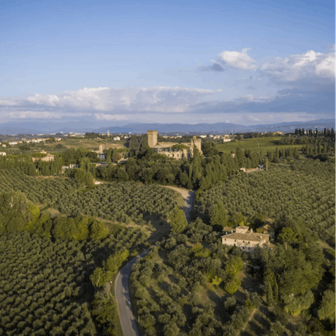 Stay in the heart of Colli Fiorentini, just a short walk from Poppiano Castle