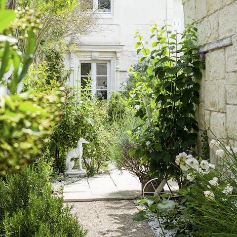 Relax in the lush courtyard