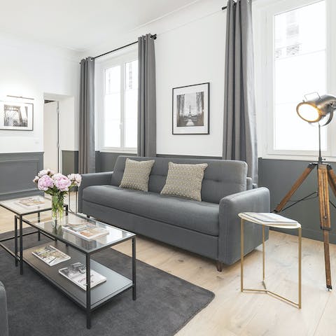 Open a bottle of pinot noir and get comfortable on the sofa for a stylish night in