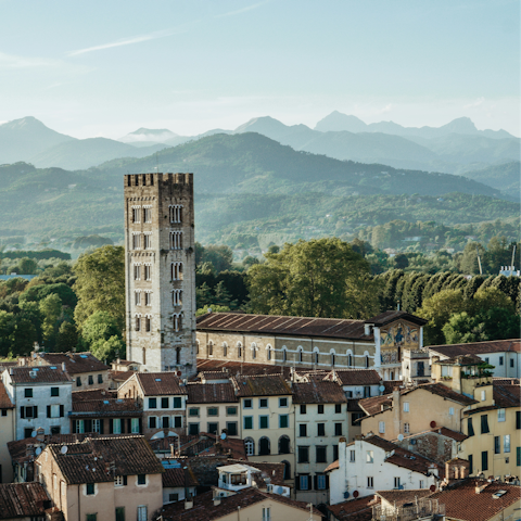 Explore the historic walled city of Lucca, just a ten-minute drive away