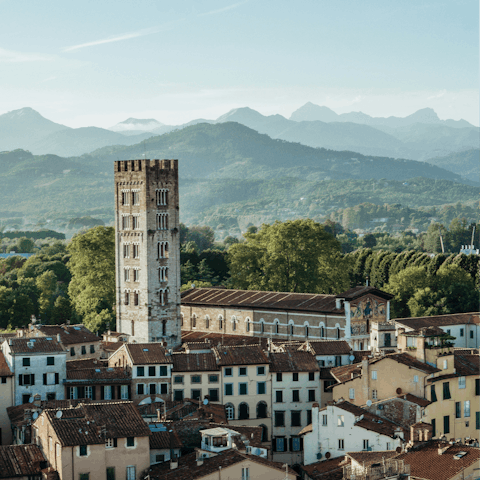 Explore the historic walled city of Lucca, just a ten-minute drive away