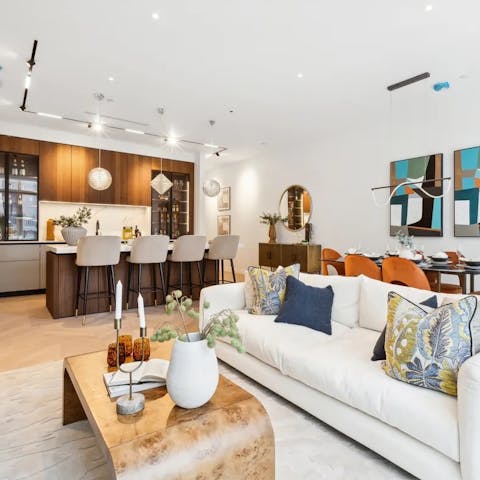 Get comfortable in the living area after exploring London