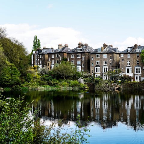 Visit the beautiful meadows and woods of Hampstead Heath, around 1 mile away