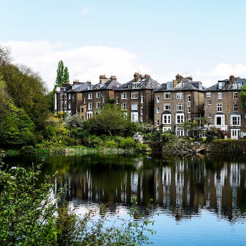 Visit the beautiful meadows and woods of Hampstead Heath, around 1 mile away