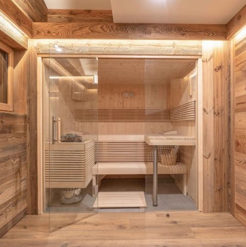 Relax and unwind in the home's private sauna
