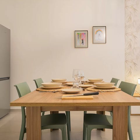 Enjoy a glass of Prosecco at the dining table
