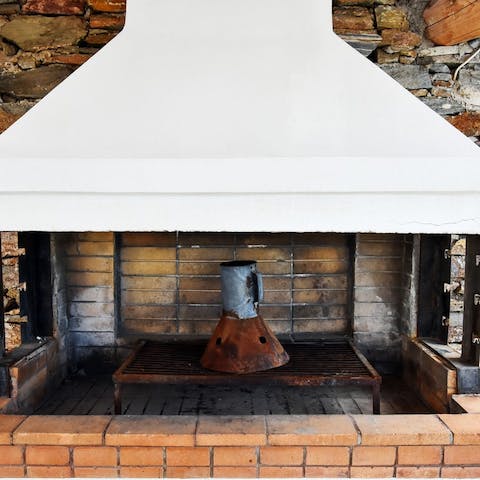 Cook rustic Greek dinners on the built-in grill