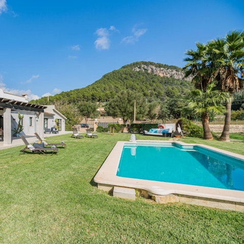 Admire mountain views from the private pool