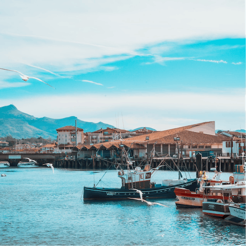 Enjoy the freshest seafood by the town's harbout, a four-minute walk away