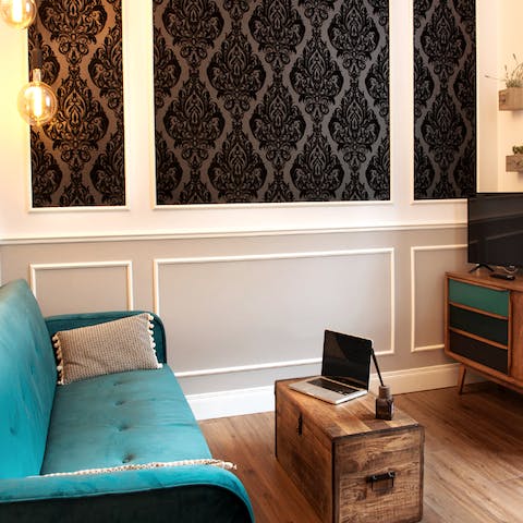Get cosy in the stylish living room and enjoy a movie night with your loved ones