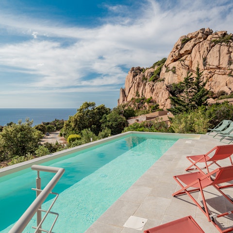 Settle back on a lounger and enjoy the sea views