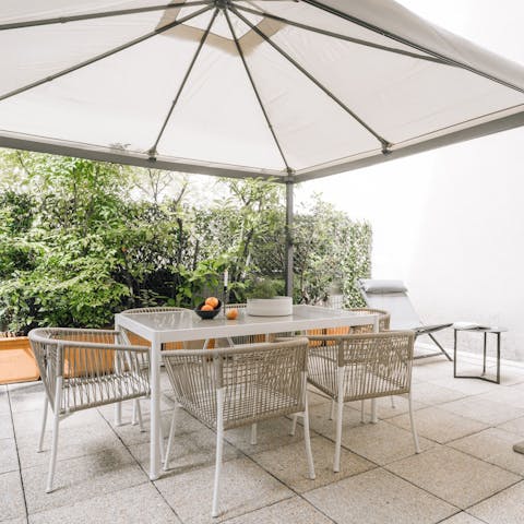 Enjoy alfresco meals on the private terrace