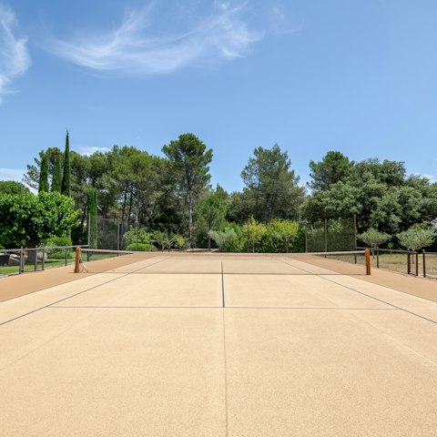 Work up an appetite on the private tennis court