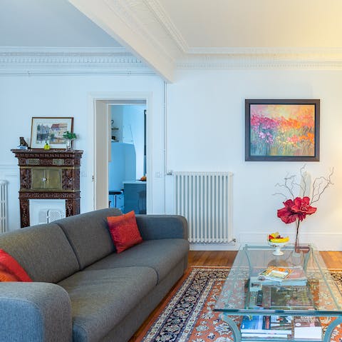 Get cosy after a long day on the sofa, a glass of fizz in hand