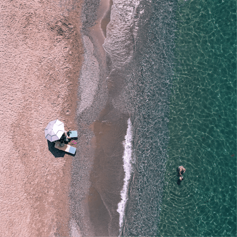 Head down to Adelianos Kambos beach for a swim in the Med, just 500m away