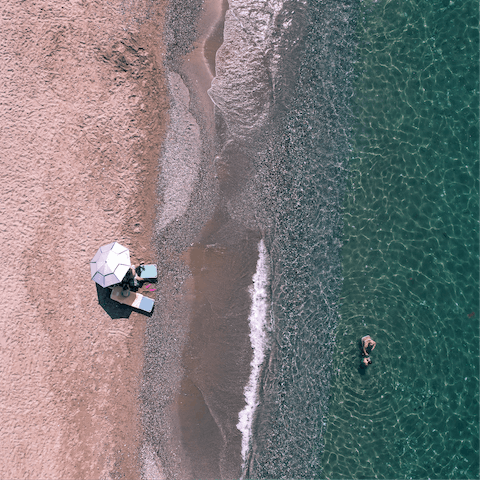 Head down to Adelianos Kambos beach for a swim in the Med, just 500m away