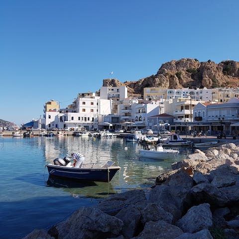 Visit Pigadia, the capital of Kapathos, a fourteen minute drive away