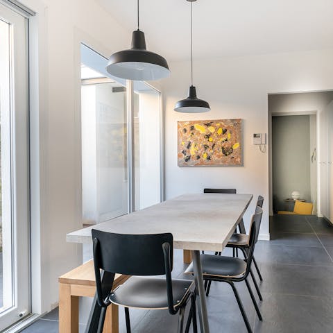 Gather together in the light-filled dining area for a celebratory feast