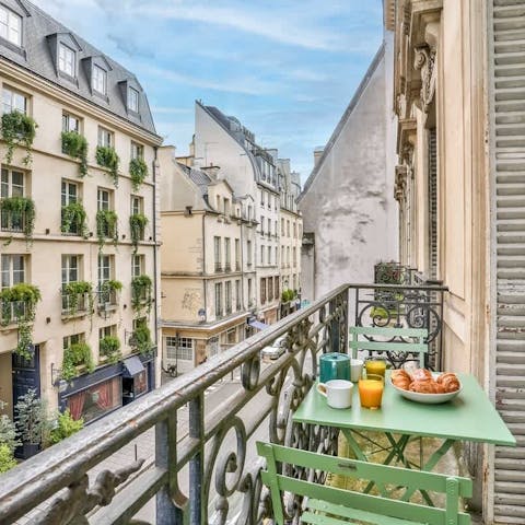 Take your morning coffee and croissants on the balcony