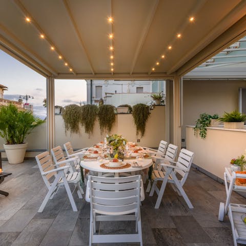 Gather with loved ones for an alfresco meal on the private terrace