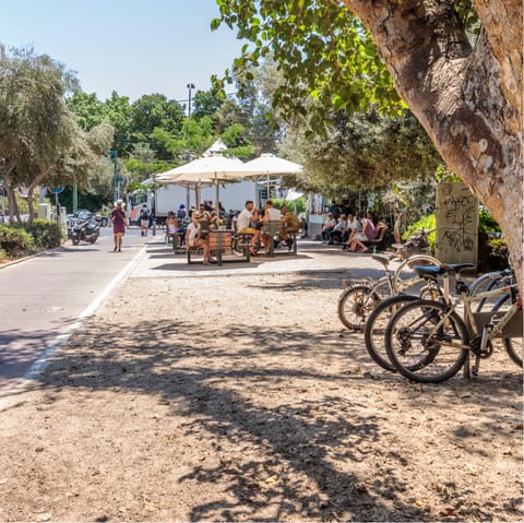 Soak up Old North's eclectic atmosphere at a cafe on Ben Yehuda Street, just steps from your door