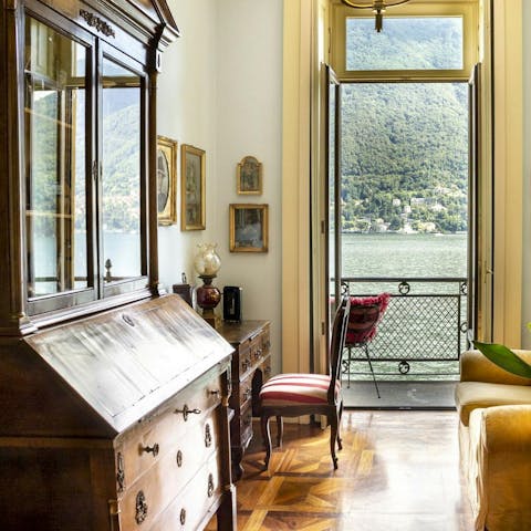 Write postcards with a glass of wine from the cellar