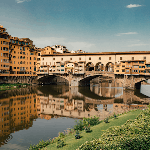 Head fifteen minutes up the road and cross the Arno over the majestic Ponte Vecchio