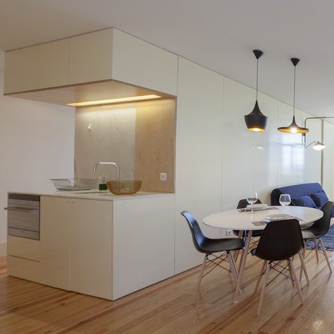 Whip up a Portuguese feast in the sleek and modern kitchen