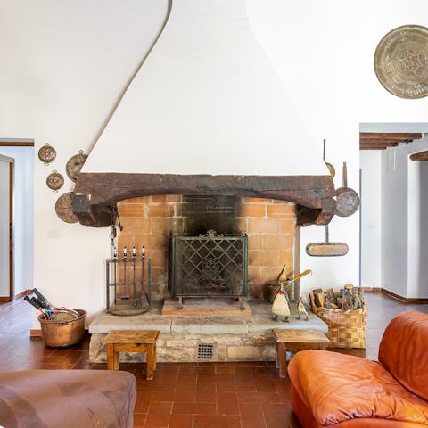 Warm up by the fire after a late-night swim