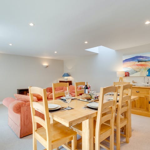 Lounge or dine together as a family in the light-filled living area