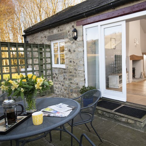 Enjoy your morning cup of coffee on the private terrace