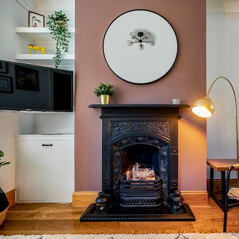 Cosy up for a movie night by the fire