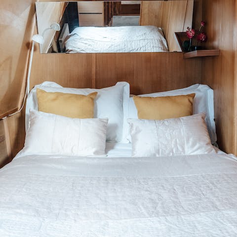 Enjoy a fabulous sleep in one of the cosy cabins