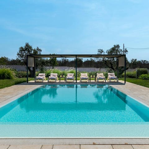 Enjoy a refreshing paddle in the private pool