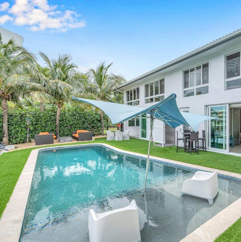 Go for a dip in the shared heated pool