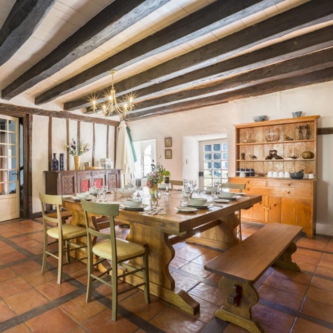 Gather around the rustic farmhouse table for a big family breakfast