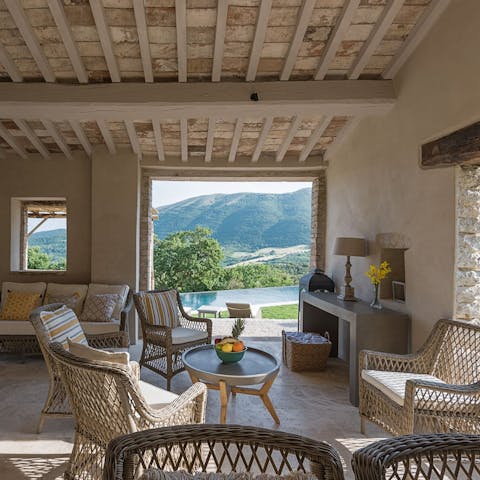 Relax with a good book in the open-air cottage