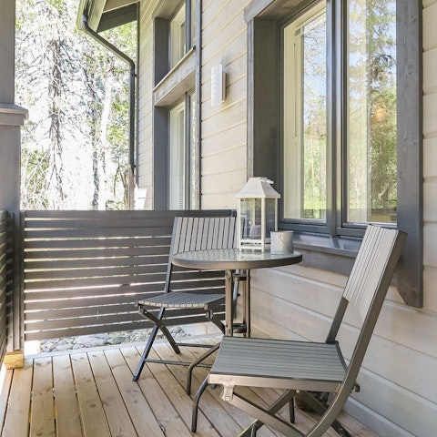 Eat fresh fish and local mushrooms on the patio