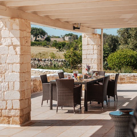 Sit down to an elegant meal outside